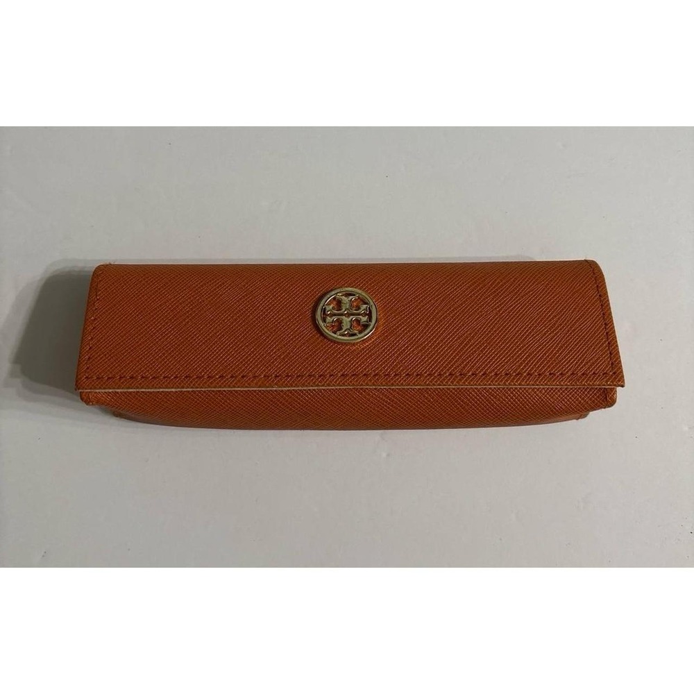Tory Burch Orange Saffiano Leather Glasses Case